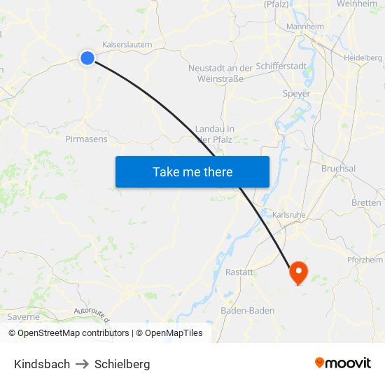 Kindsbach to Schielberg map