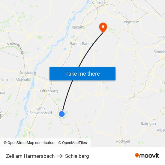 Zell am Harmersbach to Schielberg map