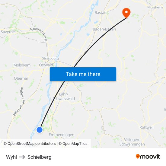 Wyhl to Schielberg map