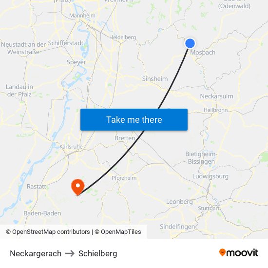 Neckargerach to Schielberg map