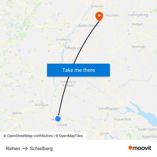 Riehen to Schielberg map