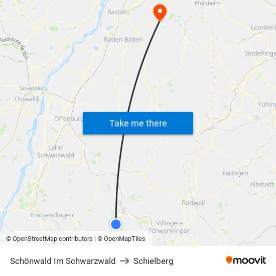 Schönwald Im Schwarzwald to Schielberg map