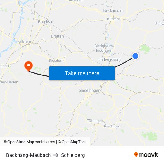 Backnang-Maubach to Schielberg map
