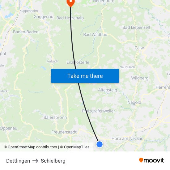 Dettlingen to Schielberg map