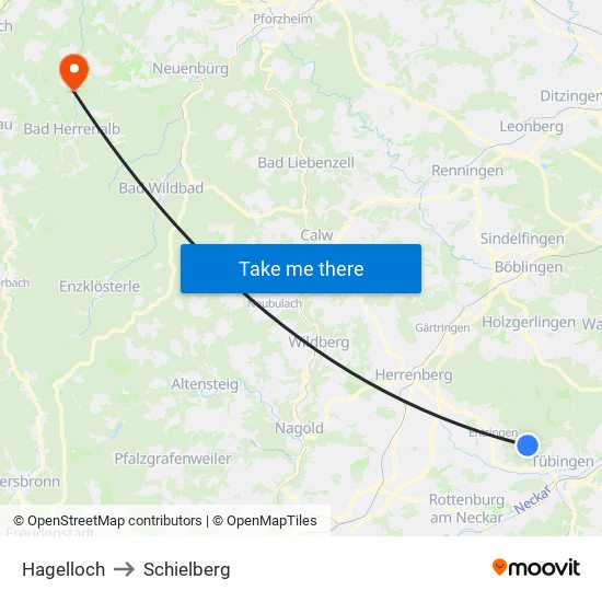 Hagelloch to Schielberg map