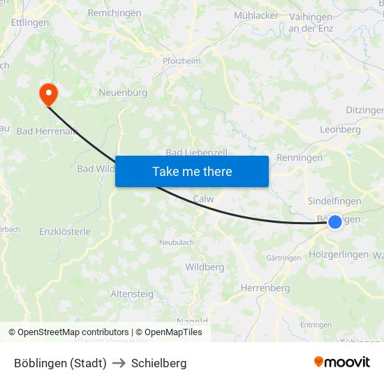 Böblingen (Stadt) to Schielberg map