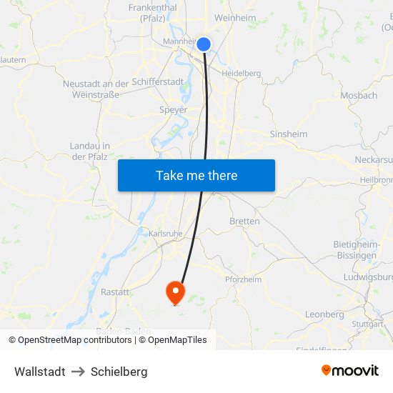 Wallstadt to Schielberg map