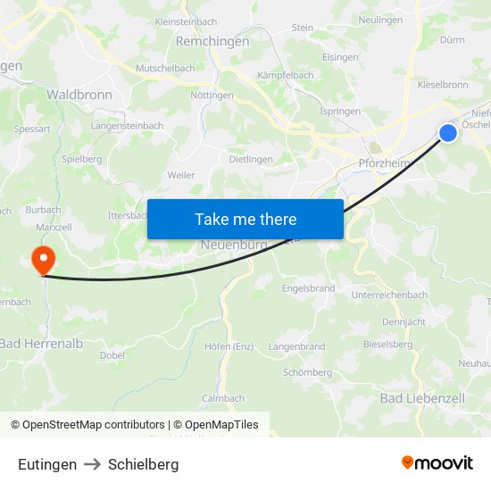 Eutingen to Schielberg map