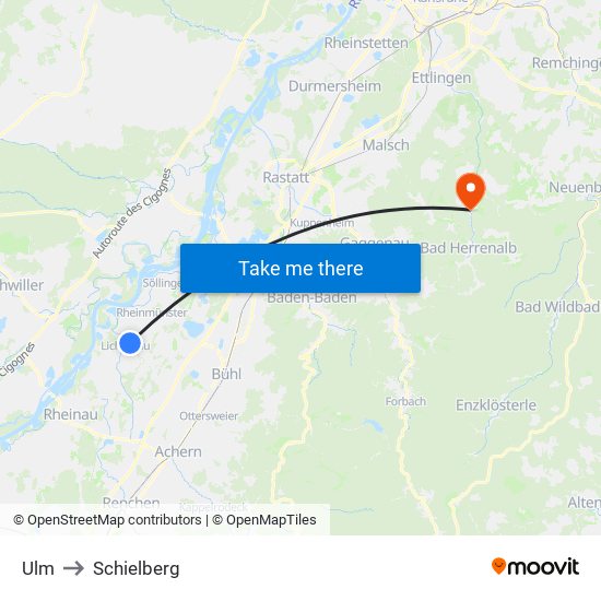 Ulm to Schielberg map