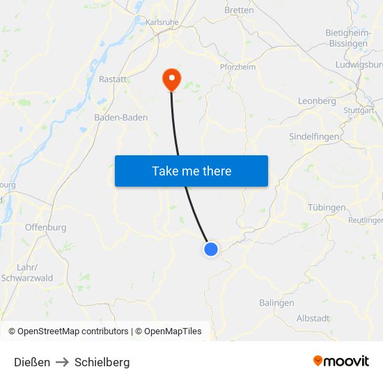 Dießen to Schielberg map