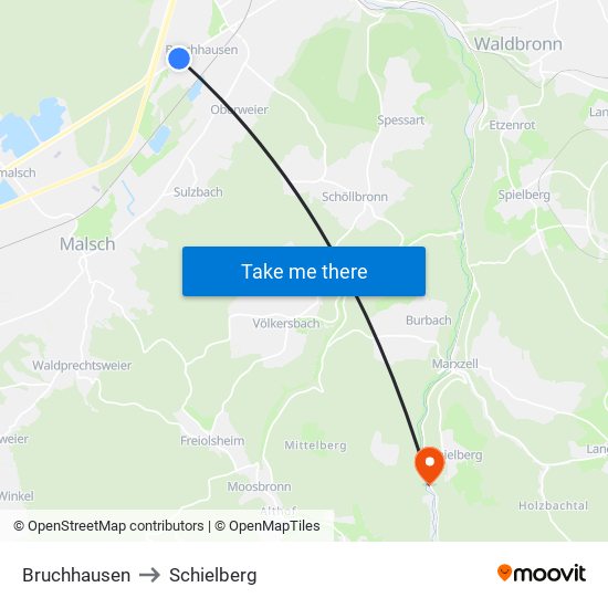 Bruchhausen to Schielberg map