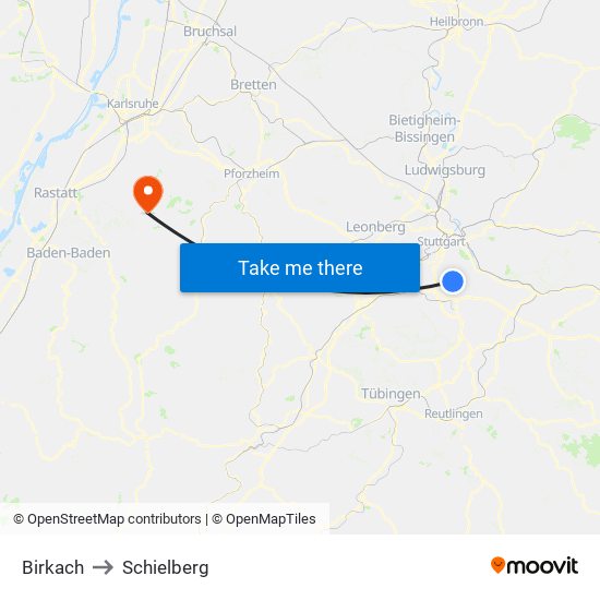 Birkach to Schielberg map