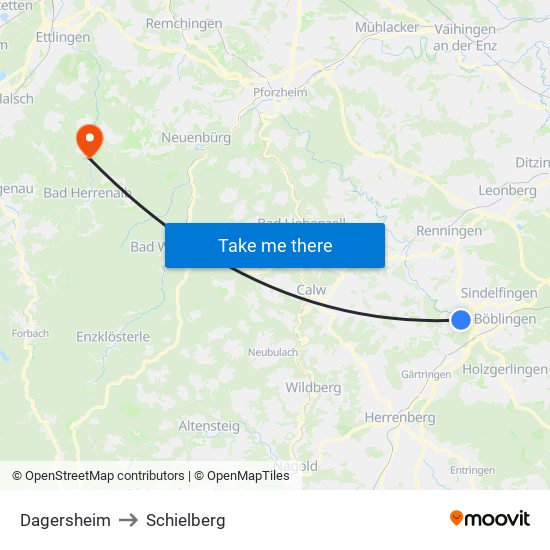 Dagersheim to Schielberg map