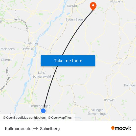 Kollmarsreute to Schielberg map