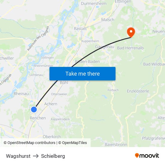 Wagshurst to Schielberg map