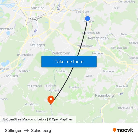 Söllingen to Schielberg map