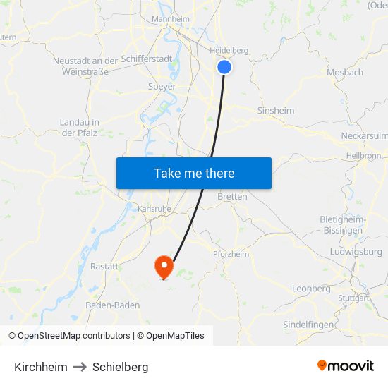 Kirchheim to Schielberg map