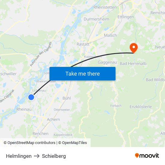 Helmlingen to Schielberg map