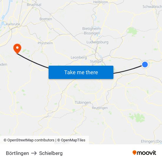 Börtlingen to Schielberg map