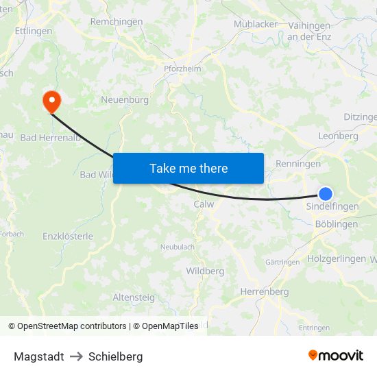 Magstadt to Schielberg map