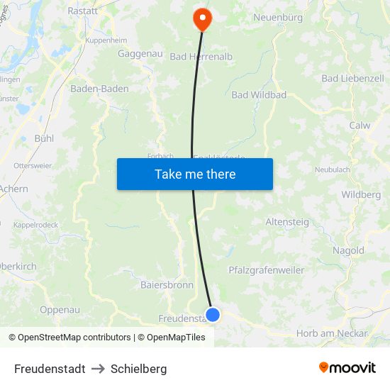 Freudenstadt to Schielberg map