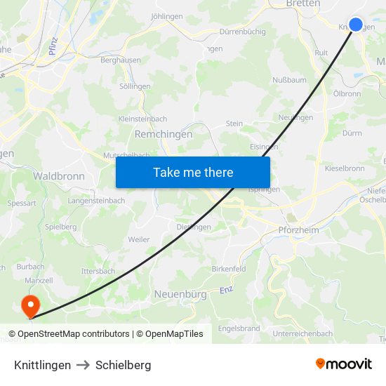 Knittlingen to Schielberg map