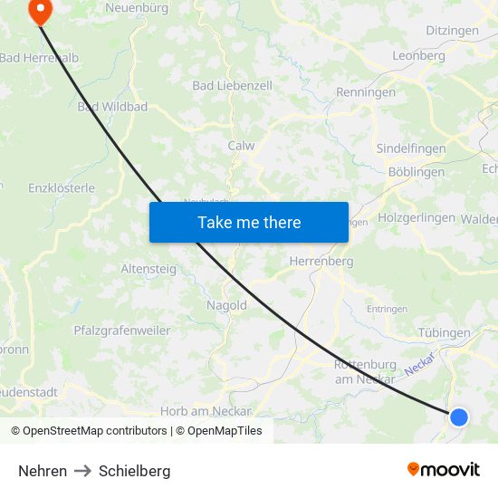 Nehren to Schielberg map