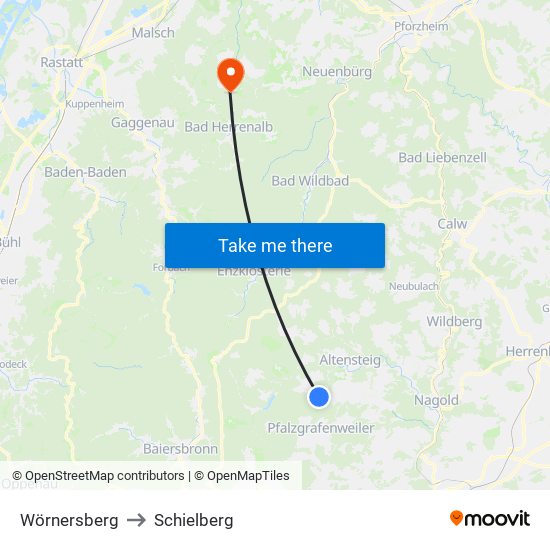 Wörnersberg to Schielberg map