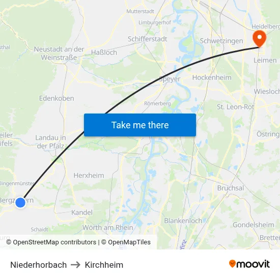 Niederhorbach to Kirchheim map