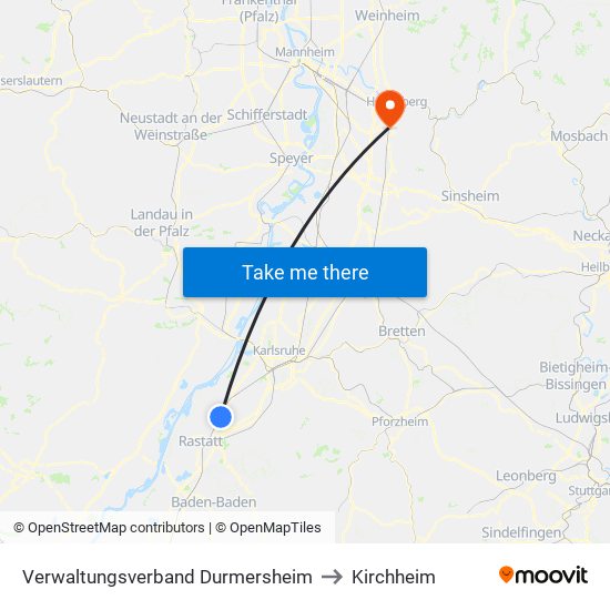 Verwaltungsverband Durmersheim to Kirchheim map
