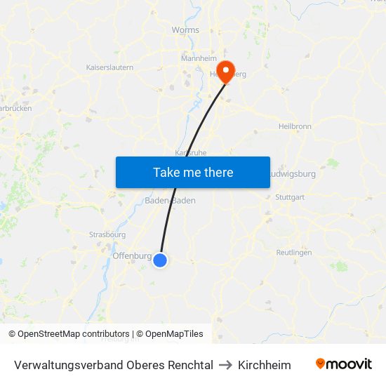 Verwaltungsverband Oberes Renchtal to Kirchheim map