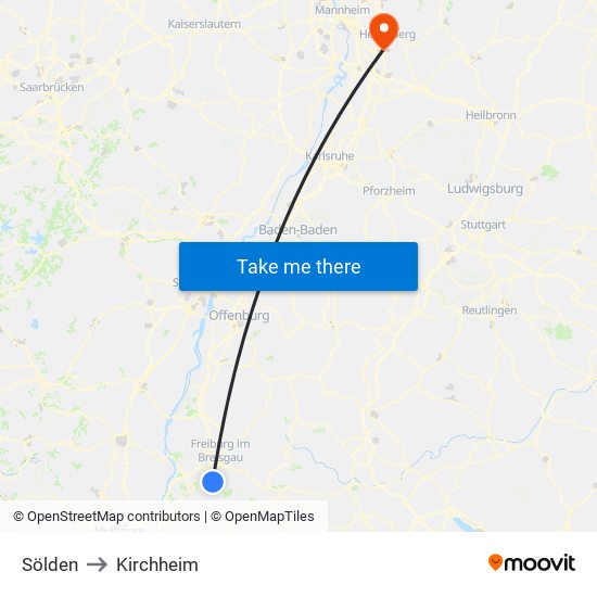 Sölden to Kirchheim map