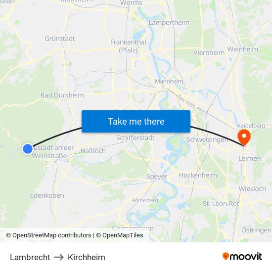 Lambrecht to Kirchheim map