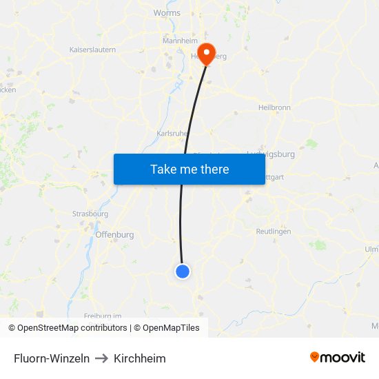 Fluorn-Winzeln to Kirchheim map