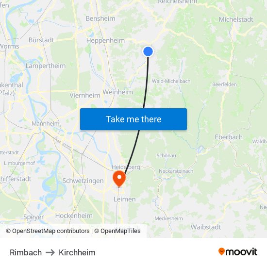 Rimbach to Kirchheim map