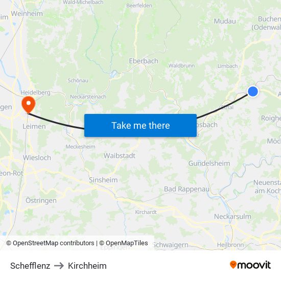 Schefflenz to Kirchheim map
