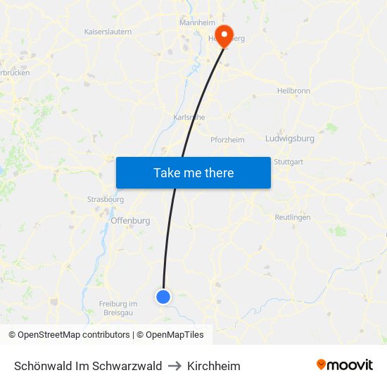 Schönwald Im Schwarzwald to Kirchheim map