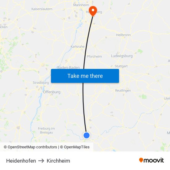 Heidenhofen to Kirchheim map