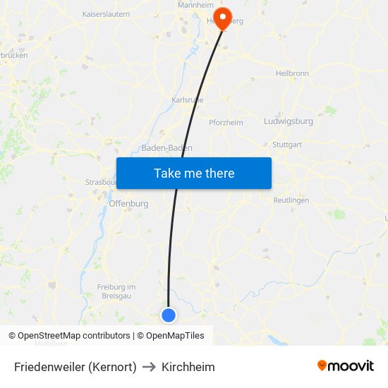 Friedenweiler (Kernort) to Kirchheim map