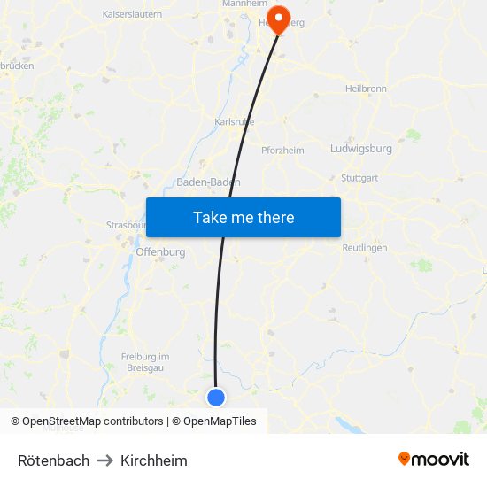 Rötenbach to Kirchheim map