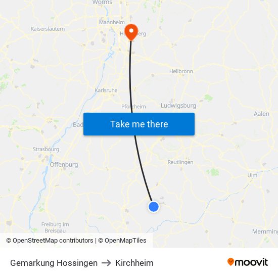 Gemarkung Hossingen to Kirchheim map