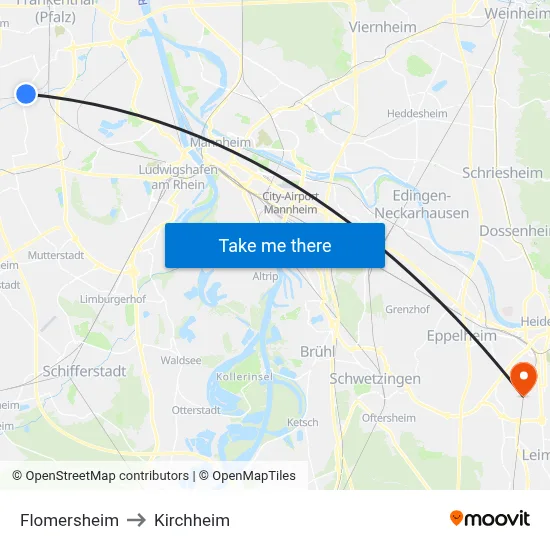 Flomersheim to Kirchheim map