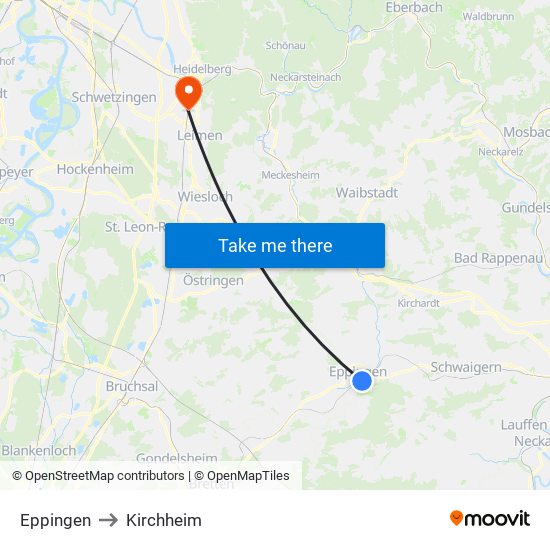 Eppingen to Kirchheim map