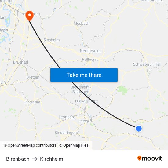 Birenbach to Kirchheim map