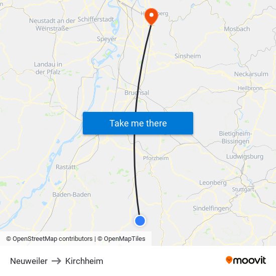 Neuweiler to Kirchheim map