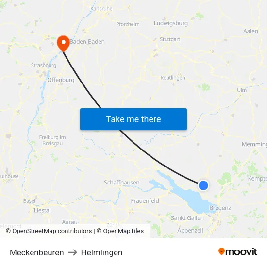 Meckenbeuren to Helmlingen map