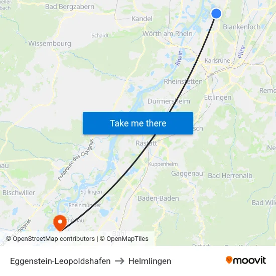 Eggenstein-Leopoldshafen to Helmlingen map