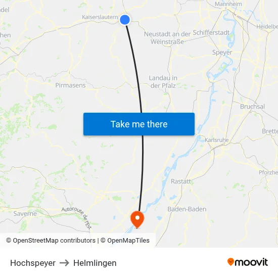 Hochspeyer to Helmlingen map