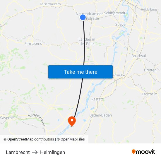 Lambrecht to Helmlingen map