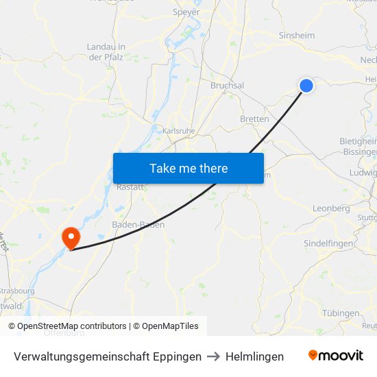 Verwaltungsgemeinschaft Eppingen to Helmlingen map
